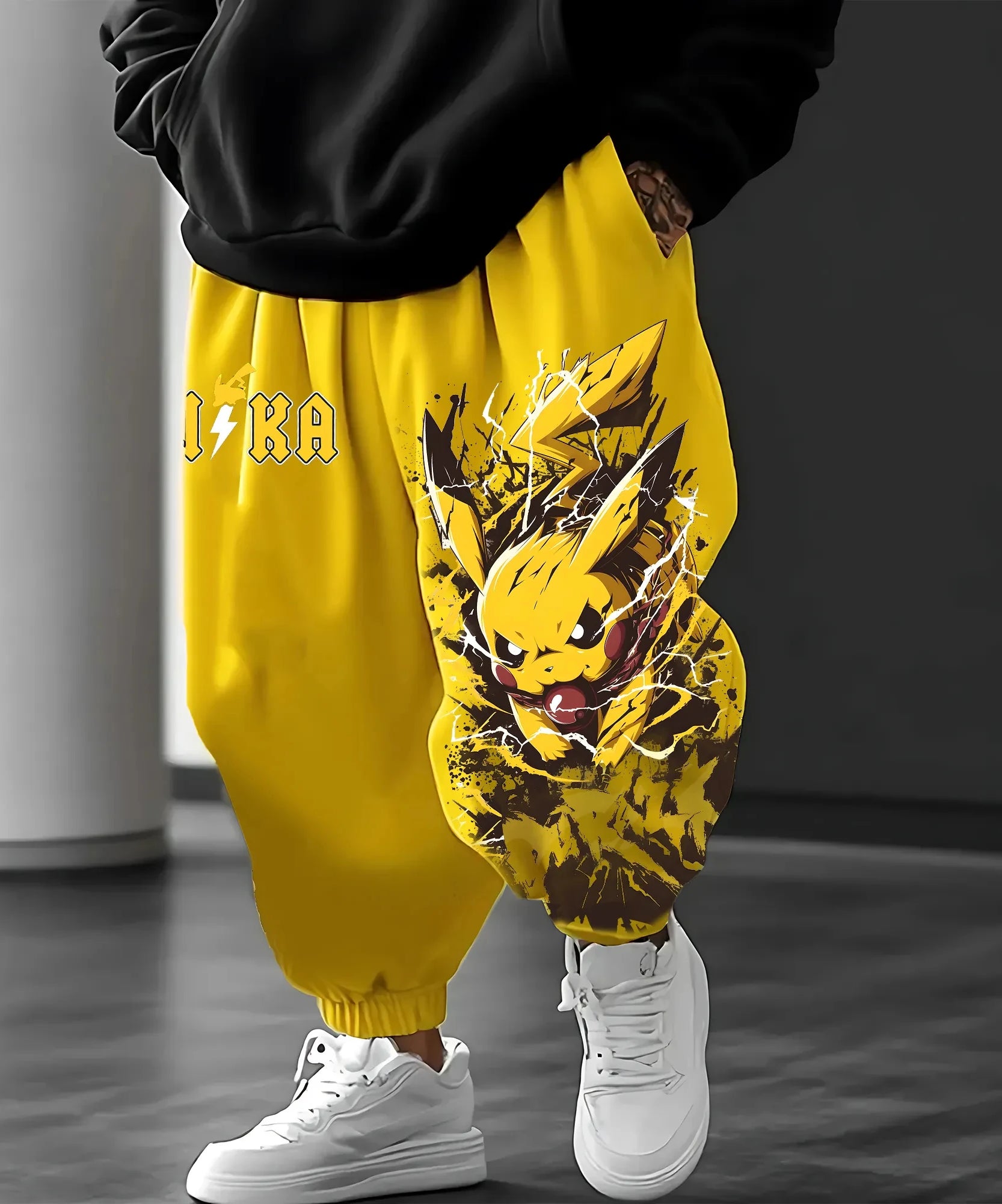 Pokémon Cotton Men's Sweetpants Autumn/Winter New Pikachu Anime Printed Japanese Harajuku Loose Casual Tapped Pants