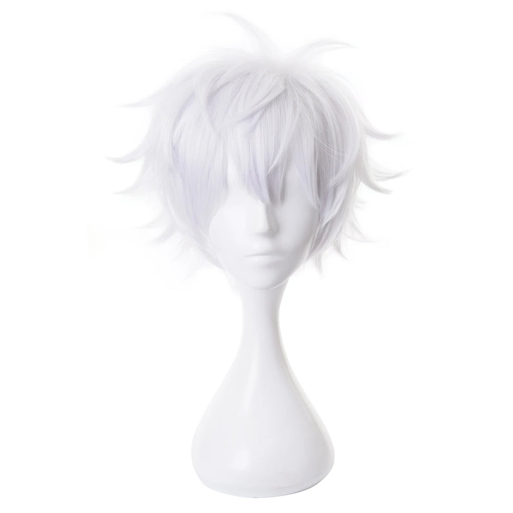 Anime Jujutsu Kaisen Satoru Gojo Cosplay Wig – Spiky White Synthetic Hair 2