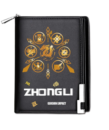 Genshin Impact Mondstadt Anime Peripheral New Zipper PU Wallet Handsome Personality Boy Print Coin Purse Short Card Pack Holiday