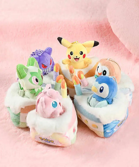 Cute Pokemon Sweet Dream Cake Series Gengar Pikachu Jigglypuff Rowlet Piplup Plush Doll Keychain Bag Pendant Toy Gift