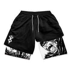 Berserk Guts Anime 2-in-1 Compression Gym Shorts – Quick-Dry Fitness Activewear