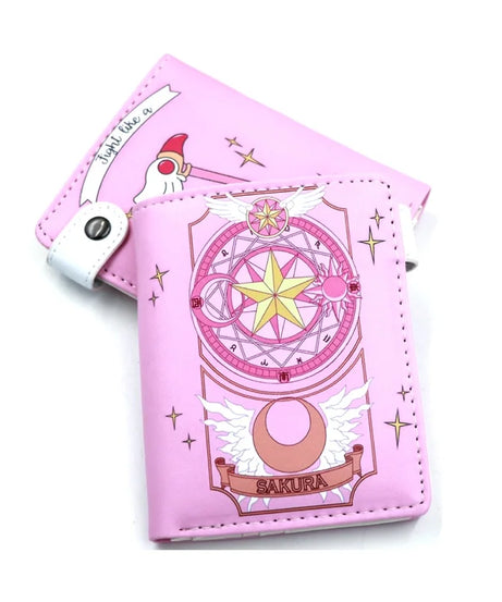 Anime Card Captor SAKURA Short PU Leather Wallet Cute Purse with Coin Pocket for Girls Boys Gift