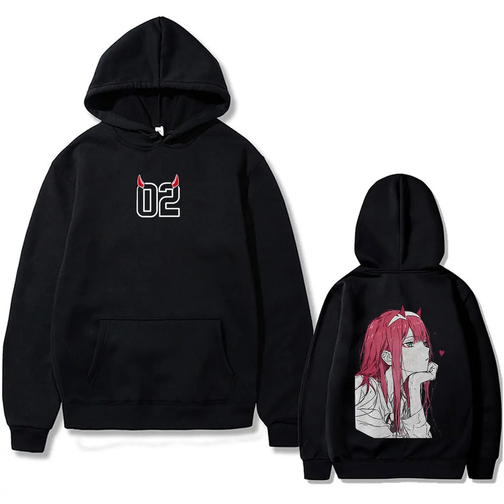 Darling in the Franxx Zero Two Graphic Hoodie – Y2K Vintage Oversized Pullover