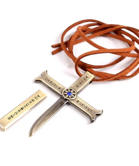 New One Piece Necklace Hawkeye Mihawk Necklace Black Blade Night Anime Peripheral Student Men and Women Pendant with Sheath Gi