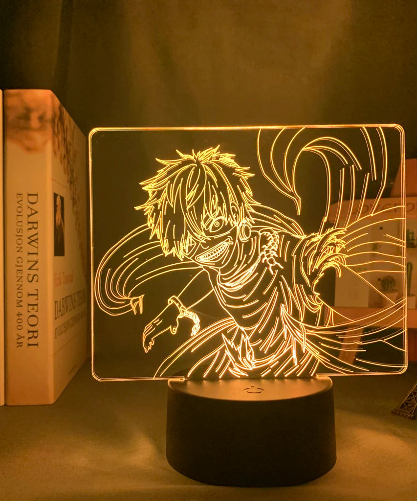 Anime Tokyo Ghoul Glowing Acrylic Stand Ken Kaneki Figure Nightlight for Reading Room Decor Light Gift for Birthday Table Lamp