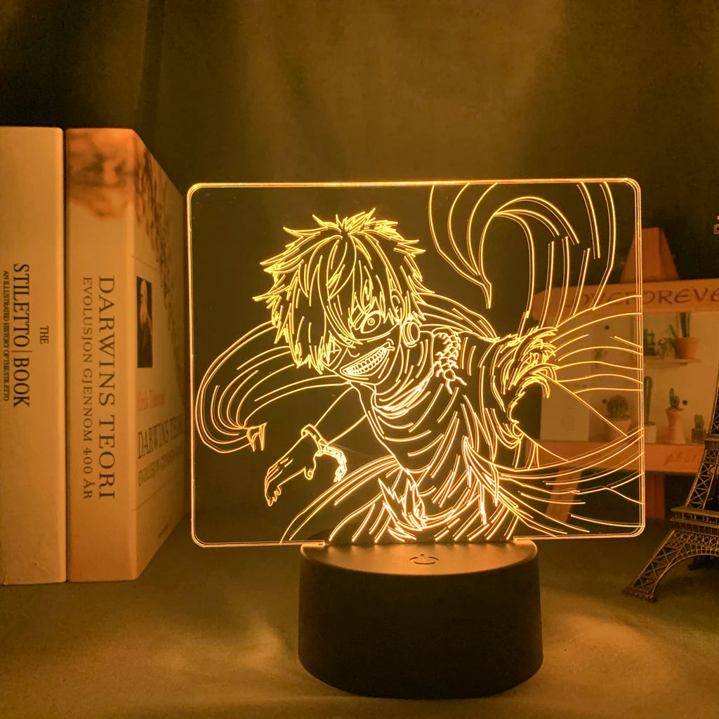 Anime Tokyo Ghoul Glowing Acrylic Stand Ken Kaneki Figure Nightlight for Reading Room Decor Light Gift for Birthday Table Lamp