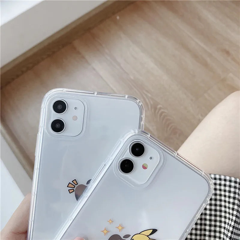 Pokemon Pikachu Phone Case for iPhone 13 12 11 14 15 Pro Max Clear Cover Case