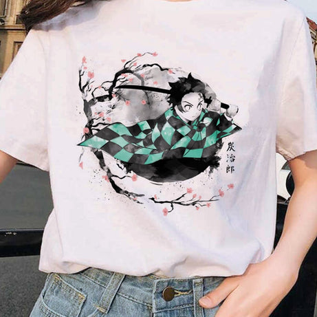 Anime Pattern Women Demon Slayer Tanjiro & Nezuko T-Shirt High Quality