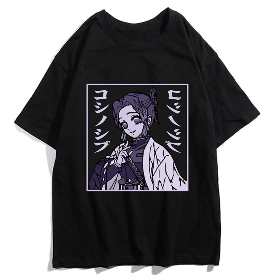 Demon Slayer Kimetsu No Yaiba Anime Pure Cotton T-Shirt Cool Fashion Kochou Shinobu Anime Shirt