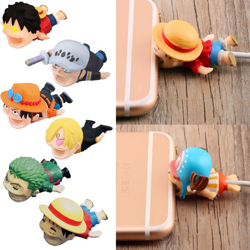 Anime Accessories One Piece Kawaii Cable Bite Protector for Iphone Usb Cable Organizer Winder Luffy Zoro Protector