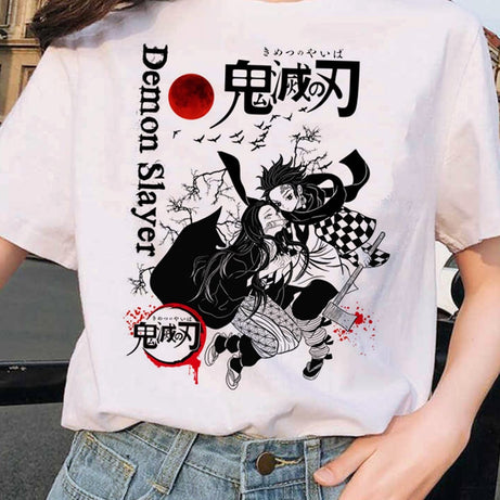 Anime Pattern Japanese Women T-shirt Demon Slayer Tanjiro anime T-Shirt High Quality