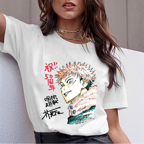 Jujutsu Kaisen Itadori Yuji Anime Japanese Style Harajuku Teen Couple Oversized T Shirt