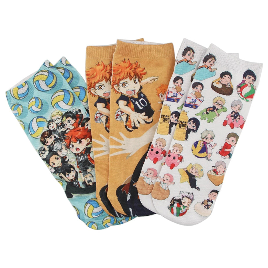 Cute Haikyuu Anime Kawaii Socks Casual Creative Soft Comfortable Funny Novelty Cotton