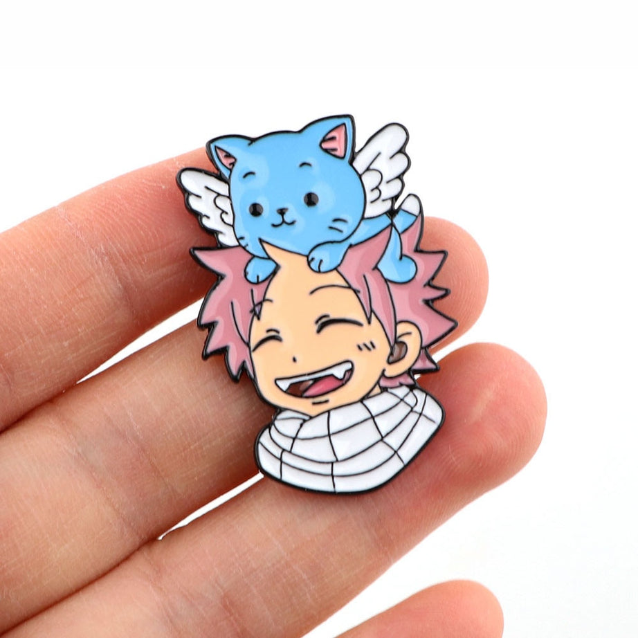 FAIRY TAIL Enamel Pin Anime Pins Natsu Happy Anime Accessories High Quality