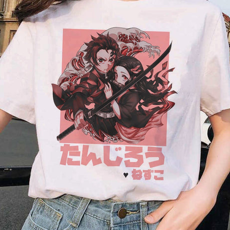 T-Shirt Women Demon Slayer Tanjiro & Nezuko T-Shirt High Quality
