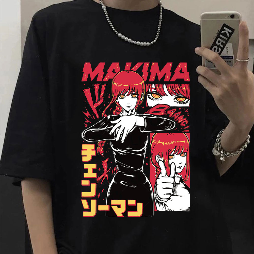 Chainsaw Man Makima Cool Anime Oversized T-Shirts High Quality