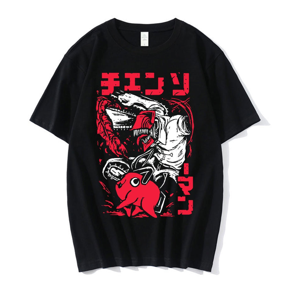 Best Pochita Makima Anime Chainsaw Man Summer T-Shirt Tees Funny Cartoon Short Sleeves Tops