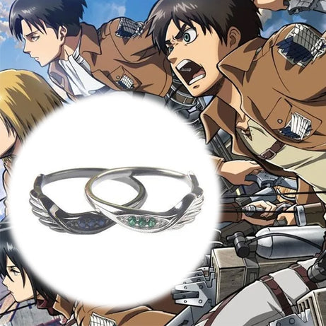 Original Anime Accessories Attack On Titan Ring Eren Jaeger Levi Ackerman Cosplay Statue