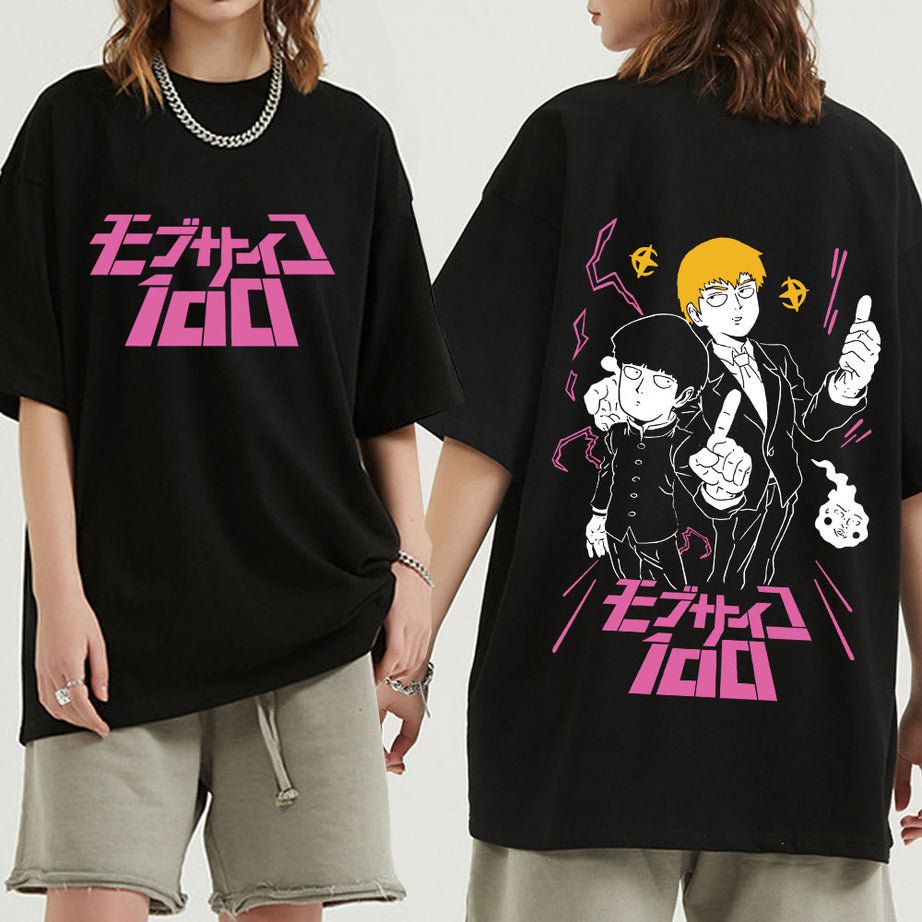 Japanese Anime Mob Psycho 100 T-shirt Shigeo Kageyama Reigen Arataka Graphic T shirts Men Women Cotton Casual T Shirt Streetwear