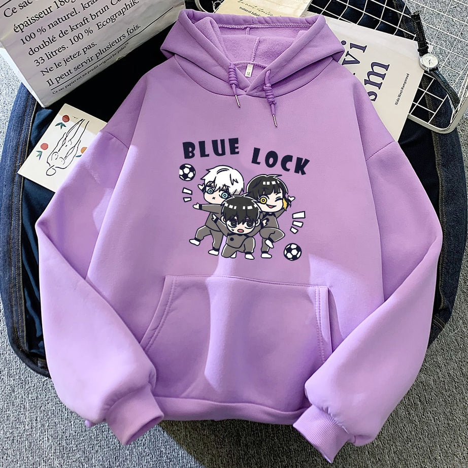 Kawaii Anime Blue Lock Hoodie Oversize Football Anime Print Hoodies Sweatshirt Winter Clothes Long Sleeve