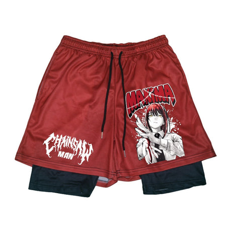 Best Power of Control Anime Makima Chainsaw Men Sport Shorts - 2-in-1 Perfect for Workout Running and Training Shorts
