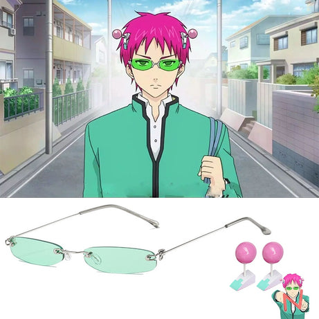 Anime The Disastrous Life of Saiki Kusuo Cosplay Glasses Eyewear Sunglasses Hairpin Hair Clip Cosplay Props Costume Accessories