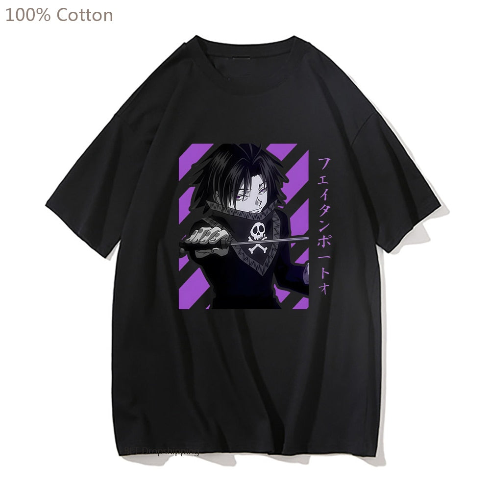 Anime Hunter x Hunter Feitan Anime T-shirt 100% Cotton Summer Short Sleeve Harajuku