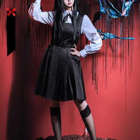 Anime Chainsaw Man Cosplay Mitaka Asa Cosplay Costume Chainsaw Man Asa Women School Uniform Suit Halloween Outfit Black Dress