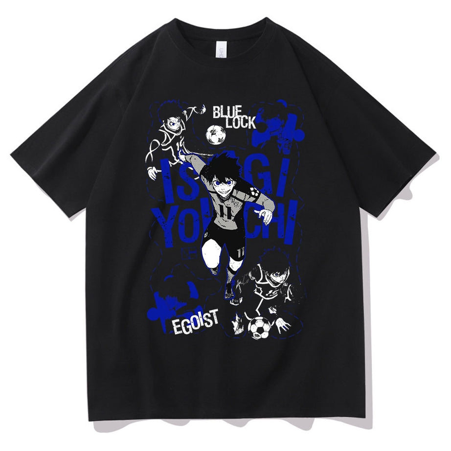 Anime Black T-shirts Best Blue Lock Isagi Yoichi  Japanese Graphic Streetwear