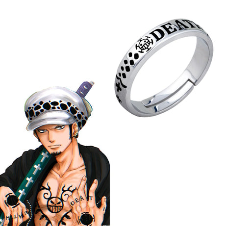 Anime Trafalgar D Water Law Rings Cosplay Straw Hat Design Ring Adjustable Unisex Jewelry Prop Accessories Gift