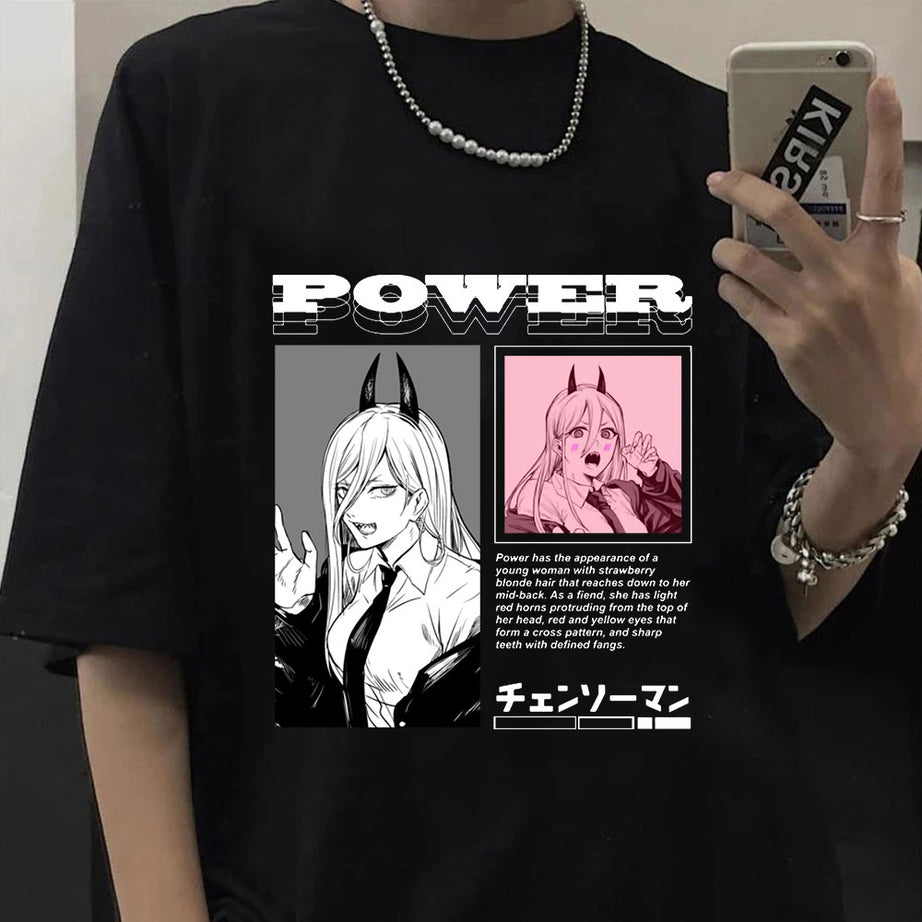Harajuku Chainsaw Man Power T-Shirt High Quality
