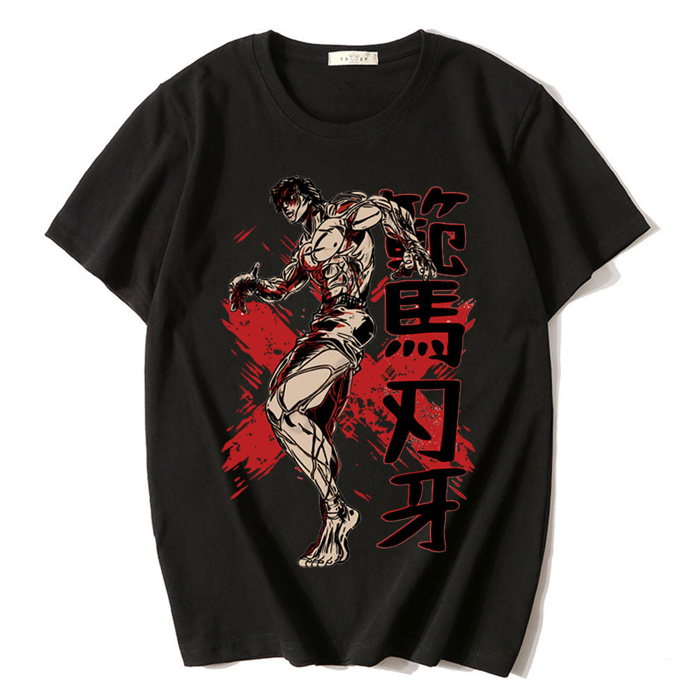 Anime Baki Hanma Graphics Tshirt Cartoon The Grappler Yujiro Short Sleeve T-shirts Men & Casual Cotton T-shirt Streetwear Unisex