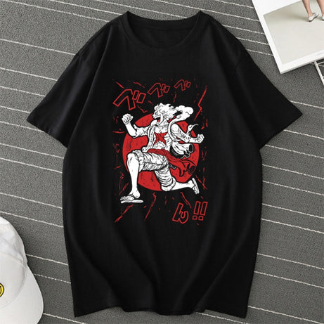 Monkey D. Luffy Sun God Nika Anime T-shirts Summer Tee Shirt One Piece Harajuku