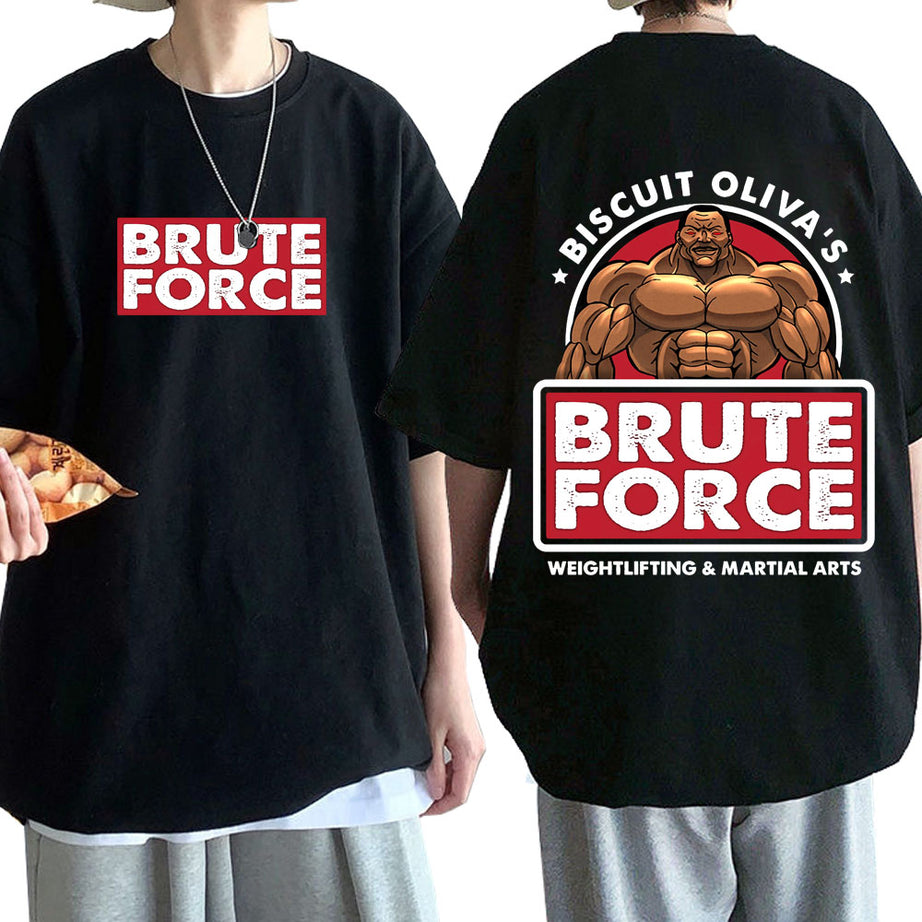 Baki Hanma Yujiro Dou Biscuit Oliva Brute Force Grappler Harajuku Streetwear T-Shirt Oversized