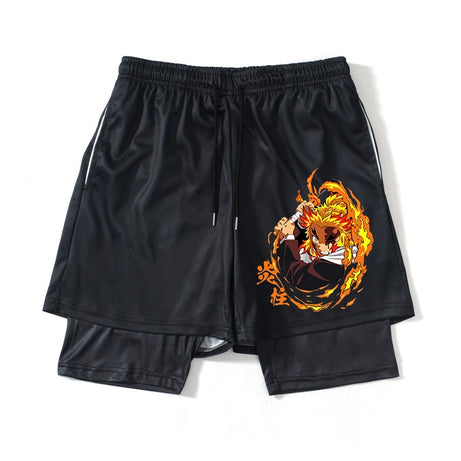 Best Demon Slayer Shorts 2 In 1 Rengoku Cool Fire Fight Anime Pants High Quality