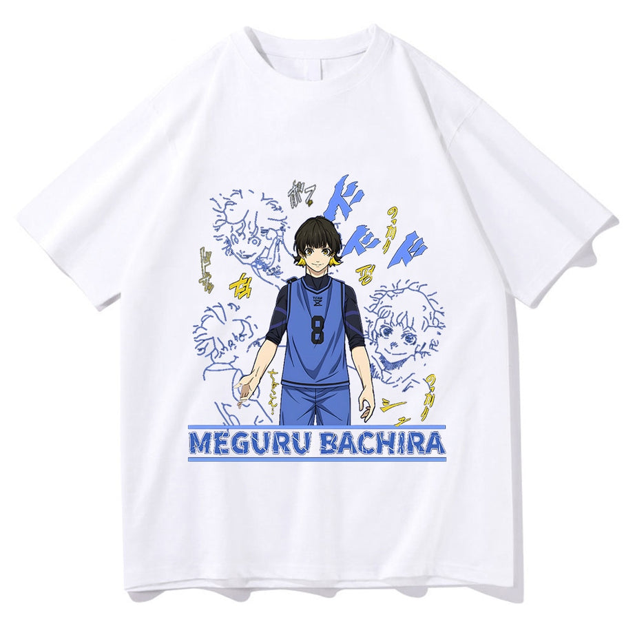Best MEGURU BACHIRA Blue Lock Football Tshirts 100% Cotton High Quality Short Sleeve Soft