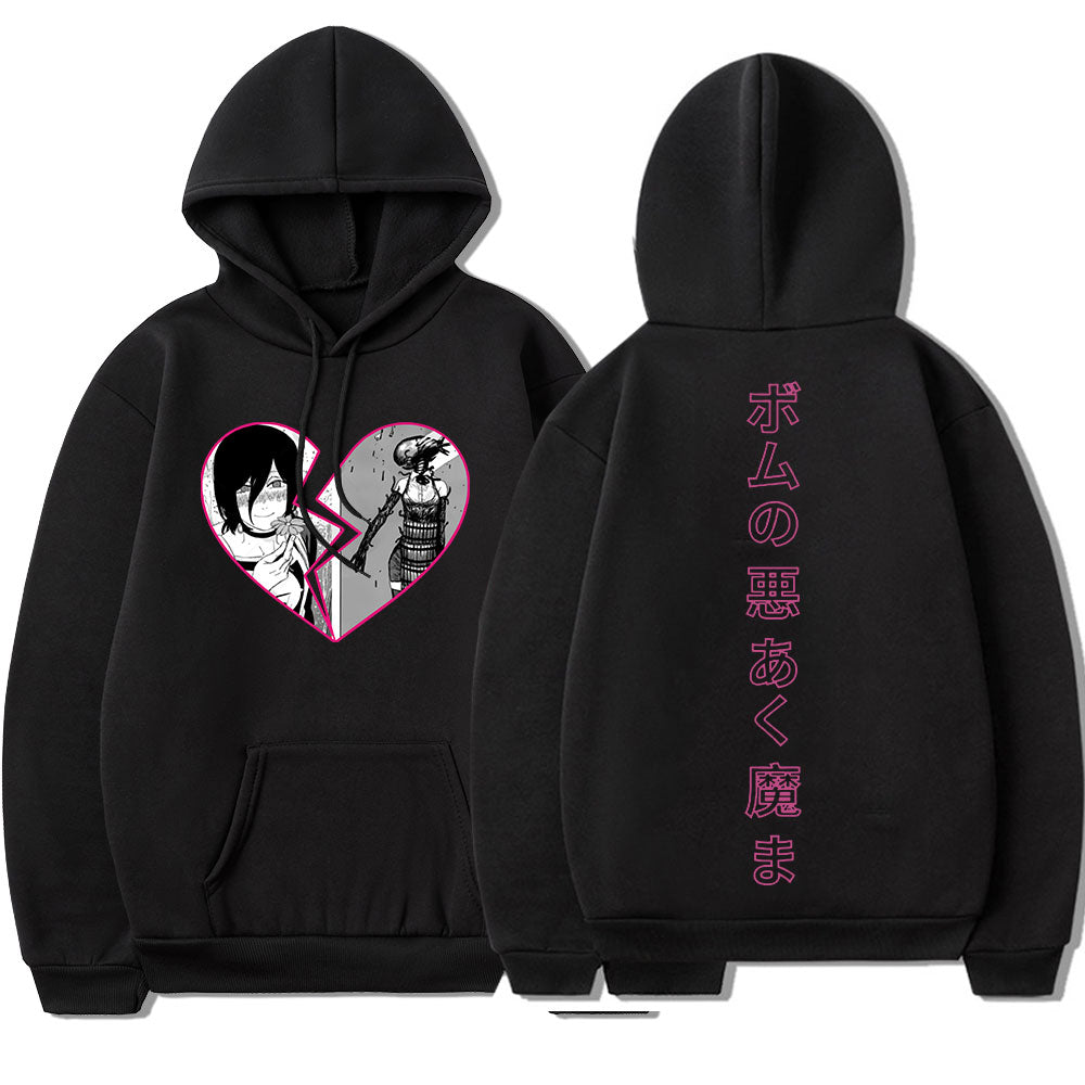 Anime Chainsaw Man Reze Hoodie Sweatshirts Oversized Gothic Casual Pullovers Streetwear