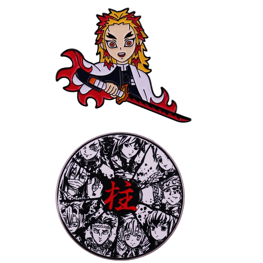 Cool Hashira Rengoku Anime Demon Slayer Enamel Pins Collection Brooches Jewelry Accessories