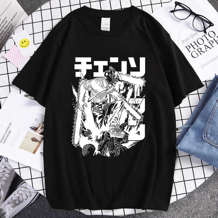 Best Chainsaw Man Denji Cool Anime T-Shirt High Quality