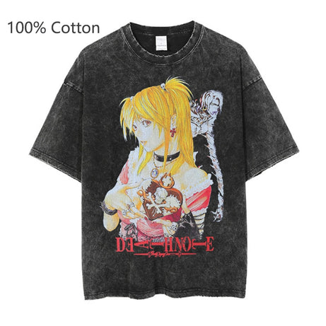 Death Note Misa Amane T Shirt Women 100% Cotton Vintage Washed Tshirt Men Harajuku Streetwear Tshirt Fashion Casual Tops High Quality