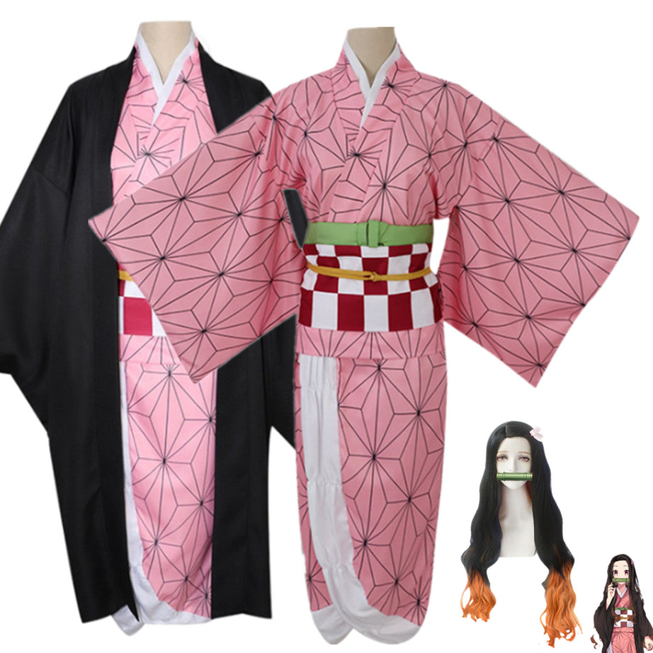 Demon Slayer Kimetsu no Yaiba Kamado Nezuko Anime Adult Kids Kimono Cosplay Costume