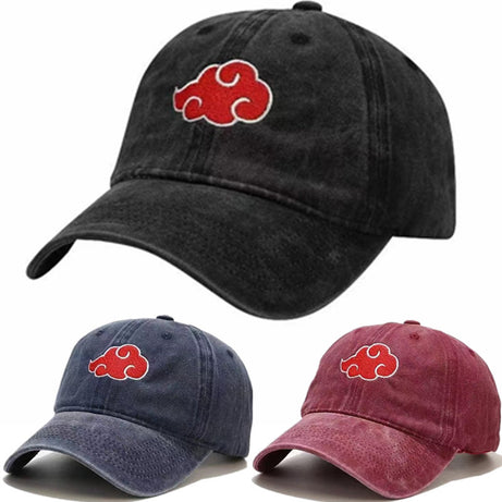 Naruto Cotton Akatsuki Logo Embroidery Baseball Caps Black Snapback Hats