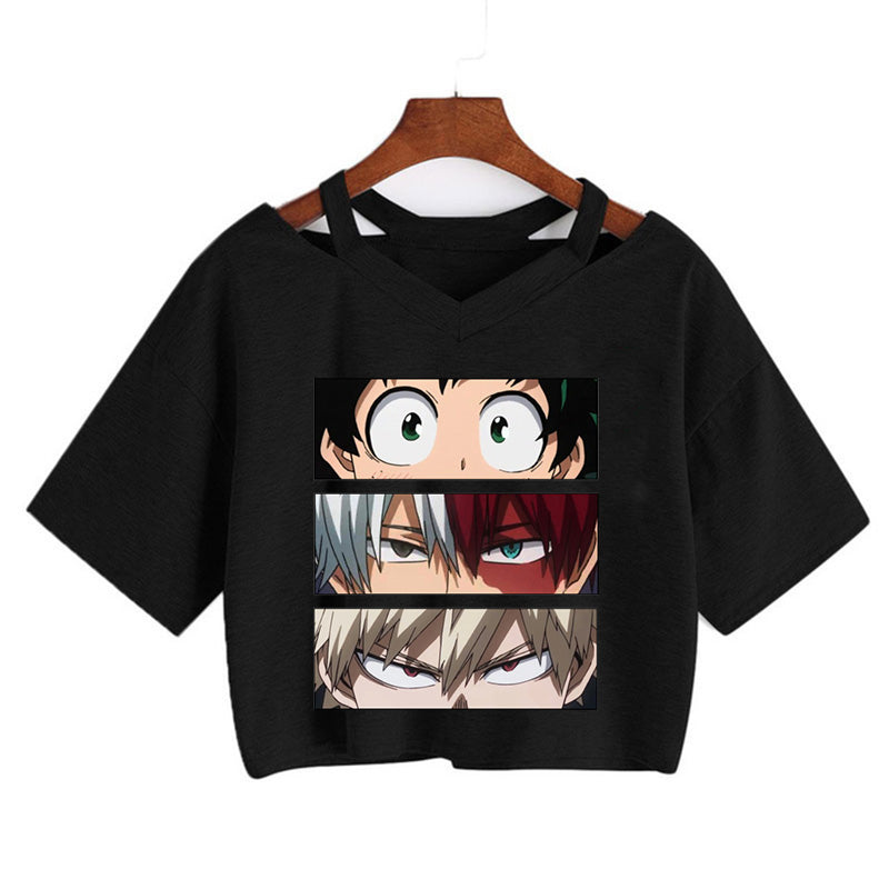 Anime My Hero Academia Bakugou T-shirt Cute Todoroki Graphic Tshirt Manga Top Tees Female