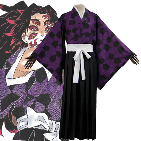 Anime Demon Slayer Kimetsu No Yaiba Kokushibo Cosplay Kimono Suit Printing