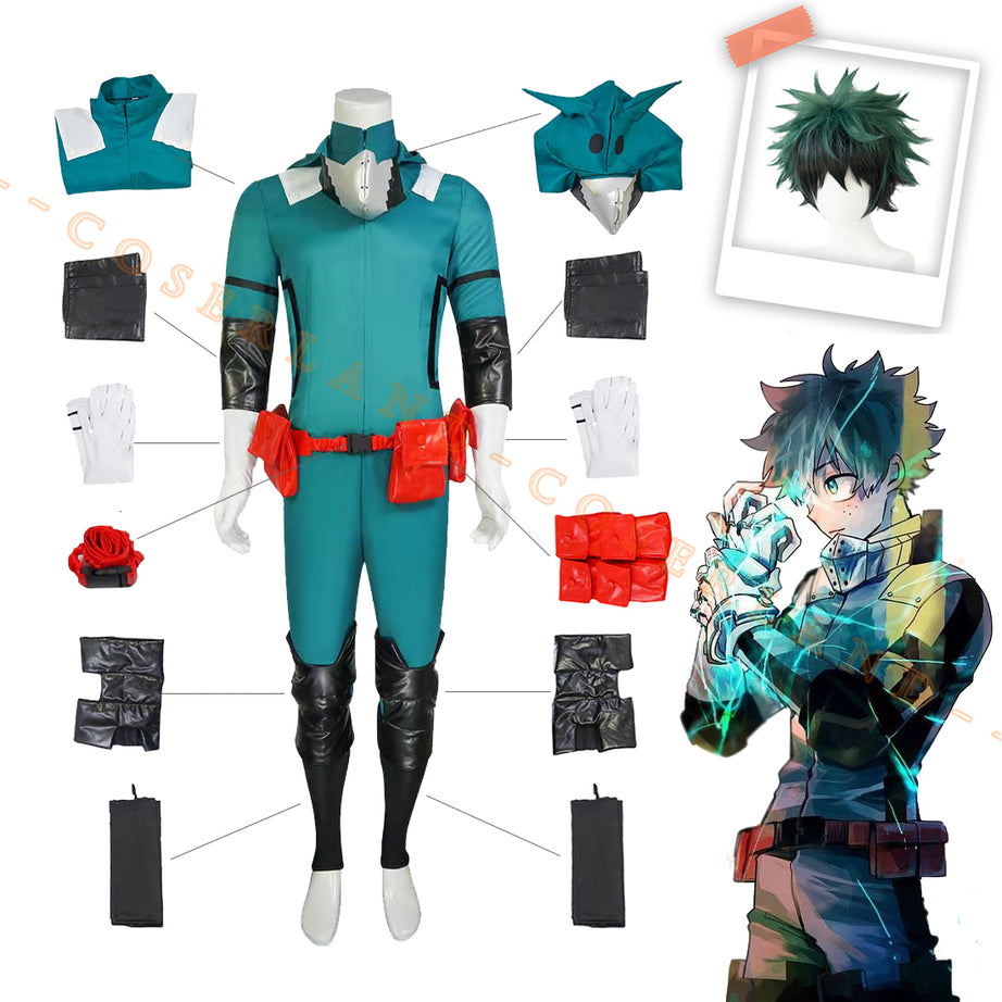 Anime My Hero Academia Jumpsuit Midoriya Izuku Cosplay Battle Suit Hero Green Sets
