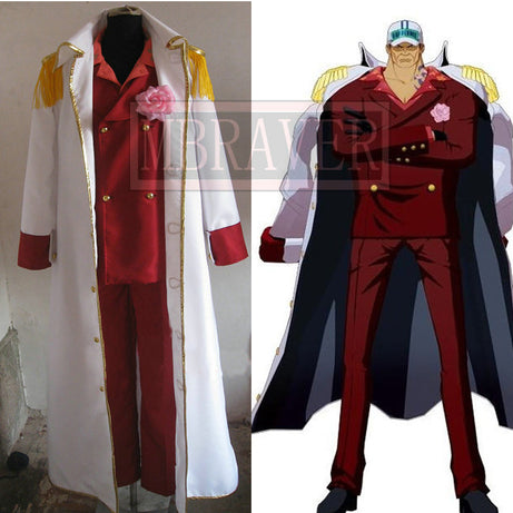Anime One Piece Marines Admiral Sakazuki Admiral Akainu Whole Set Cosplay Costume With Red Suit